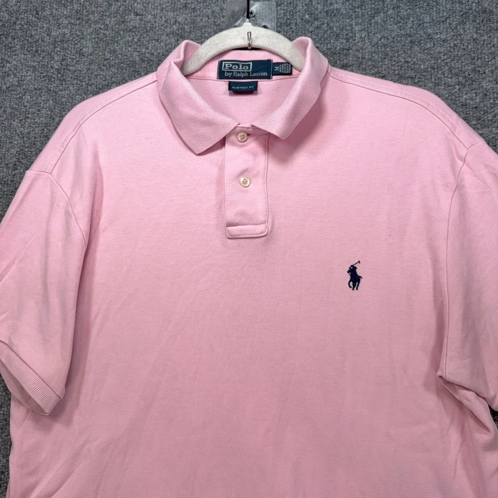 Polo Ralph Lauren Polo Shirt Mens Medium Pink Pony Custom Fit Classic Preppy
